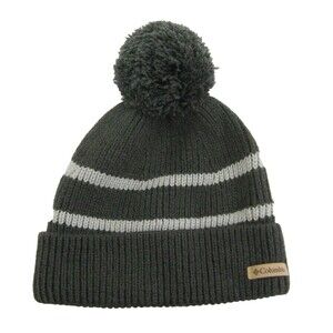 COLUMBIA Women's Gray Knit Logo Beanie (One Size) Acrylic Ski Winter Warm Hat